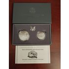Подарочный набор США 1+0,5 доллар.50 лет Национальному мемориалу Рашмор.  Серебро.  1989г.