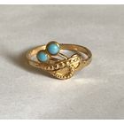 Кольцо, латунь с золочением, 70-80-е годы, ширина верхней части 1.1-2.2 см. Размер 18 мм