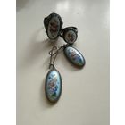 Набор украшений ( серьги , перстень) финифть