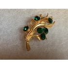 Брошь Веточка Изумрудная Англия винтаж