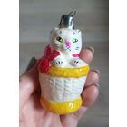 Елочные игрушки, стекло, кот в корзинке, котик в корзине