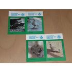 Календарики 1989 Фауна. Охраняемый животный мир Узбекистана. 4 шт. одним лотом