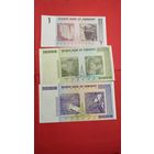 3 шт. Зимбабве. Доллары. 1-10 000 000-10 000 000 000 000. 2007-2008. С рубля. (22).