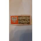 ПОЛЬША, герб, карта с промышленностью 1966год