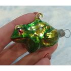 Елочные игрушки, стекло, лягушка, лягушонок