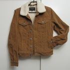 RIVER ISLAND Рыжая Куртка Бомбер Шерпа Унисекс Штрокс Вельвет Карманы Металлические Пуговицы Мех отстегивается Прострочки Размер S