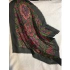 Платок старинный СССР 40-50 гг натуральный шёлк Крепдешин Чёрный в цветы 64 х 64