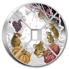 Тувалу 4 доллара 2020г. "Год мыши. Квадрант". Монета в капсуле; магнитном акриловом футляре; номерной сертификат; коробка. СЕРЕБРО 4х31,107гр.(4 oz).