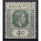 46.BrKM. Великобритания. Колонии. Маврикий. Георг VI. Стандарт. 4C. 1938 г. Mi.#205A.