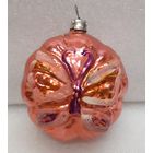 Игрушка ёлочная Бабочка Цветочек, стекло. СССР