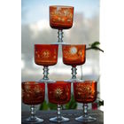 Бокалы красное стекло  6 шт .  ( все целые )  высота 12 см , объем 200 мл