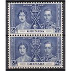 81.BrKS. Великобритания. Колонии.  Гренада. Коронация Георга VI и Елизаветы. 1937 г. 2 1/2P. Mi.#122. Пара. MNH.