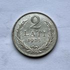 Монета СЕРЕБРО ЛАТВИЯ 2 лата 1925 год ОТЛИЧНЫЕ