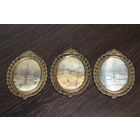 Металлическое, настенное панно "Времена года", 3 шт, шелкография, клеймо, Италия.