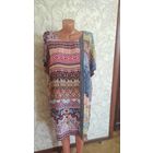 Красивое платье на 56-64 размер. Европейское качество, очень красиво сидит на фигуре. Не тянется, ткань вискоза. Замеры длина 100 см, ПОгруди 68 см, Победер 68 см. Отличное состояние.