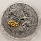 Гана 10 седи 2023г. "Охота в дикой природе: Орёл". Монета в капсуле; деревянном подарочном футляре; номерной сертификат; коробка. СЕРЕБРО 50гр.