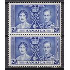 60.BrKS. Великобритания. Колонии.  Ямайка. Коронация Георга VI и Елизаветы. 1937 г. 2 1/2P. Mi.#117. Пара. MNH.