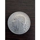 5 злотых,  1933 год,  Голова Полонии, Вторая Республика Польша, Серебро. 750 пр.