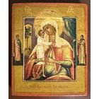 Взыскание погибших Пресвятая Богородица. Палех. 1850-1870г.г. Предстоящие Тихон и Кирилл. Размер 11х13.5 см.
