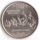 25 центов 2000 г. Вирджиния серия Штаты и Территории Двор P _UNC