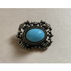 Брошь Смальта под Бирюзу оправа под Серебро Англия 60-е
