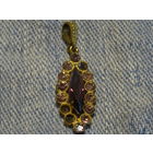 Кулон-подвеска , латунь, аметистовое стекло, Чехословакия, 70-е г.г., 4*1,5 см