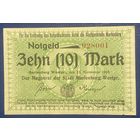 Банкнота 10 марок 1918 год. Мариенбург. Веймарская республика