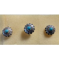 Комплект СССР - серьги и кольцо серебро бирюза