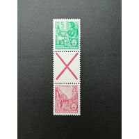 ГДР 1955 Сцепка вертикальная из марок стандарта "Пятилетка" (чистая**) Mi.SZ 2 406x+Z+455x каталог 9.00 евро
