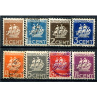 Нидерландские колонии - Суринам - 1936/39г. - нидерландский корабль, 8 м - 8 марок - гашёные. #3-WB-99-A-1