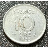 Швеция 10 эре, 1955    ( 1-6-6 )