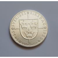 5 крон.1935г. 900пр.,500 лет Риксдагу - шведскому парламенту.Король Густав V (1908 - 1950).	Швеция.Тираж 663 819.