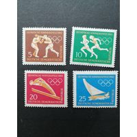 ГДР 1960 Полная серия марок "Летние олимпийские игры в Риме и Зимние олимпийские игры в Скво-Вели" (чистые**) Mi.746-749 каталог 6.50 евро