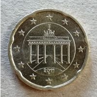 Германия 20 евроцентов 2011 г. отметка мд "F" - Штутгарт , KM# 255