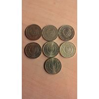 Кипр, 1 цент 1985, 1988, 1990, 1994, 1996, 1998, 2004. Сборный лот, 7 монет.