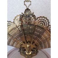 Старинный винтажный каминный экран Хвост павлина Европа