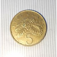 5 центов 1995 года Сингапур. Республика Сингапур. Родная патина!