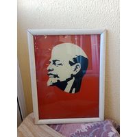 Агитация В.И.Ленин стекло ,времени СССР размер 43 * 33 см.