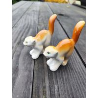 Фарфоровая статуэтка "Кот-озорник" Полонский ЗХК 1973-1991 2 шт