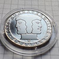 5 крон Норвегии. 1986 г .Король Улаф 5. 300 лет Норвежскому монетному двору.