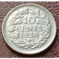 Нидерланды 10 центов, 1938     ( 1-1-5 )