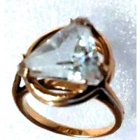 Редкое из СССР КРУПНОЕ КОЛЬЦО С ГОРНЫМ ХРУСТАЛЕМ! ВЕС - 5,41 ГРАММ.