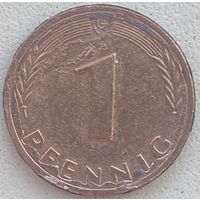 Германия 1 пфенниг 1977 г. G. Брак. Засорение штемпеля