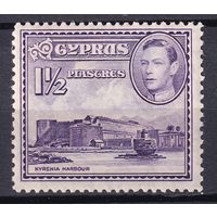 103.BrK. Великобритания. Колонии.  Кипр. Георг VI. Архитектура и пейзажи. 1943 г. 1 1/2P. Mi.#142A.