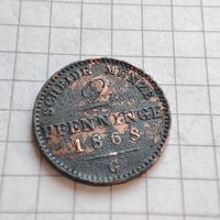 Пруссия 2 пфенинга 1868г.Вильгелм 1.