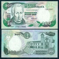 Колумбия 200 песо 1992 год, UNC