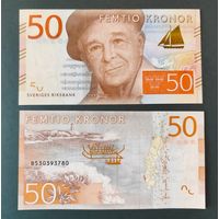 Швеция, 50 крон 2015 г, P-70 (B, поэт и композитор Эверт Аксель Тоб, маяк Биссен в Тануме), UNC
