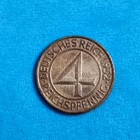 4 рейхспфеннинга(1932г.) Веймарская республика.М.Д.(F)