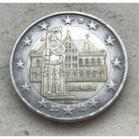 Германия 2 евро 2010 - Городская ратуша и Роланд, Бремен (J - Гамбург)