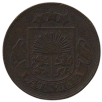 ЛАТВИЙСКАЯ РЕСПУБЛИКА /ПЕРВАЯ РЕСПУБЛИКА/. 5 САНТИМОВ 1922